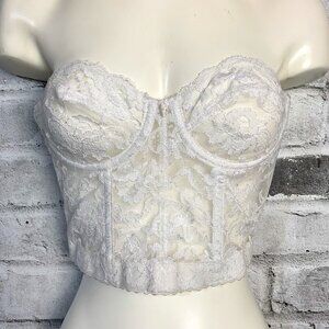 Vintage Vogue Bra White Sheer Lace Corset Crop Bustier Top